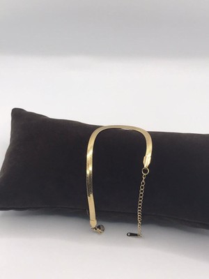 Halikarnas Unisex Kadın Erkek Altın Rengi Ezme Italyan Zincir Bileklik