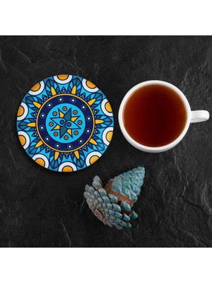 Valerine Life Kutsal Geometri Mandala Desenli Yıkanabilir Kaydırmaz Ofis Çay Ve Fincan Bardak Altlığı 10x10cm 6 Adet