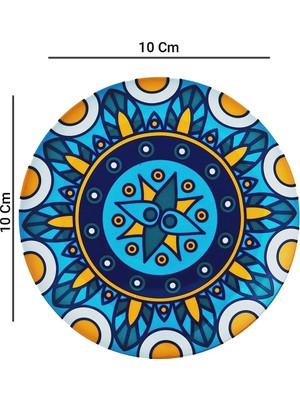 Valerine Life Kutsal Geometri Mandala Desenli Yıkanabilir Kaydırmaz Ofis Çay Ve Fincan Bardak Altlığı 10x10cm 6 Adet