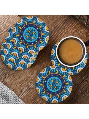 Valerine Life Kutsal Geometri Mandala Desenli Yıkanabilir Kaydırmaz Ofis Çay Ve Fincan Bardak Altlığı 10x10cm 6 Adet