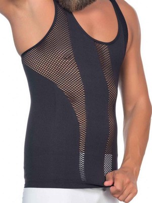 Secret Moda Beyaz Emay Özel Fileli Toparlayıcı Sıkılaştırıcı Göbek Saklayıcı Erkek Atlet Korse Siyah