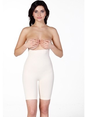 Secret Moda Kadın Ten Dikişsiz Yüksek Bel Toparlayıcı Slip Kadın Korse Ten