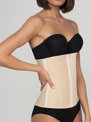 Secret Moda 3 Bölge Etkili  Vücudu Saran Askılı Ayarlanabilir Çelik Balenli Kum Saati Lateks Bel Korse Ten