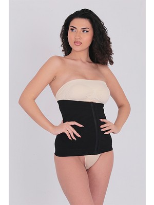 Secret Moda Siyah Ağraflı Seamless Kadın Ayarlanabilir Bel Korsesi