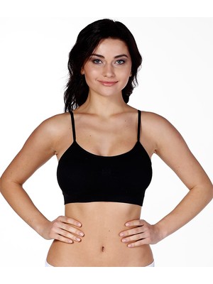 Secret Moda Kadın Siyah Ince Askılı Pedli Büstiyer Korse