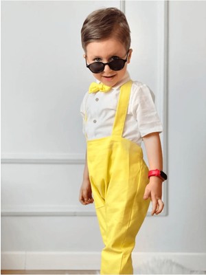 Ares Kids Fashion Salopet Takım Gömlek Papyon ve Salopet