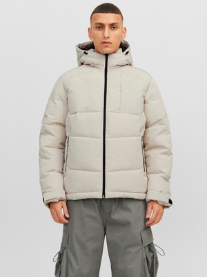 Jack & Jones Kapüşonlu Off White Erkek Mont 12214648