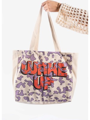 The Lycos "wake Up" Canvas Tote Omuz ve Plaj Çantası