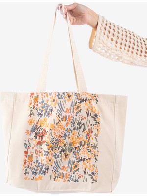 The Lycos "pattern" Canvas Tote Omuz ve Plaj Çantası