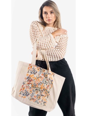 The Lycos "pattern" Canvas Tote Omuz ve Plaj Çantası