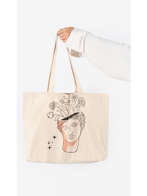 The Lycos "floral Bust" Canvas Tote Omuz ve Plaj Çantası