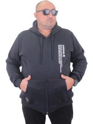 Starbattal Fermuarlı Kapuşonlu Büyük Beden Sweat Adventure 23220 Lacıvert