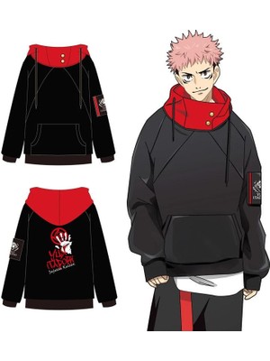 Köstebek Siyah Anime Jujutsu Kaisen Kapüşonlu Sweatshirt