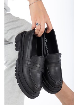 Suins Shoes Andre Toka Detaylı Kadın Loafer Ayakkabı Siyah-37