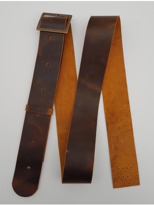 Angel Çanta Aksesuar Gerçek Deri 130X5 cm Ayarlanabilir Çanta Sapı Crazy Oil Hardal Sarı Antik Metalli