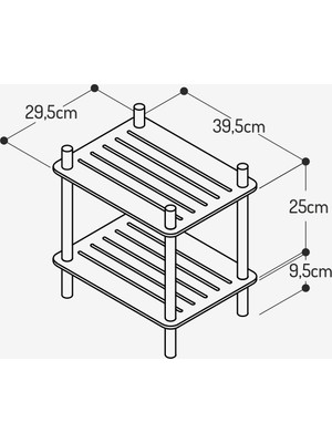 Dekore 2 Raflı Çok Amaçlı Mutfak,banyo,hol,kiler Düzenleyeci,organizer,aksesuar Dolabı Ahşap