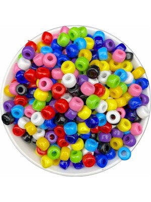 Hedef Bijuteri Geniş Delikli 9X6MM Karışık Renkli Plastik Yassı Silindir Model Boncuk (50GR,~150 Adet)