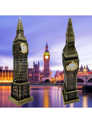 Dünyadan Hediyeler Vintage Metal Ingiltere London Big Ben Saat Kulesi Antik Bronz 23 cm