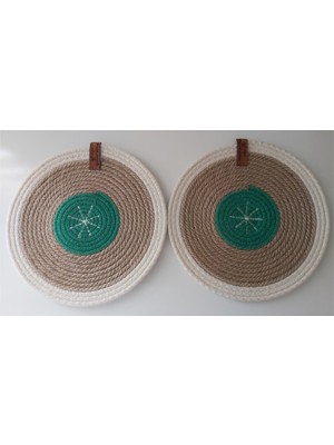 Home Decors By Özlem 2'li Nihale Hasır El Yapımı Mutfak Aksesuar Tarz Moda Yemek Sofra Altlık - 22X22CM