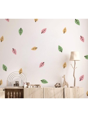Lizpo Decor Renkli Yapraklar Boho Botanik Çiçekli Orman Çiçek Duvar Çıkartmaları,çocuk Odası Dekorasyon Sticker Etiket