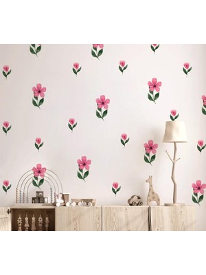 Lizpo Decor Renkli Pembeli Boho Tarzı Duvar Çıkartması, Renkli Çocuk Odası Dekorasyon Sticker Etiket