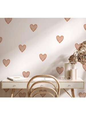 Lizpo Decor Kahverengi Kalpler Lovely Pastel Kalpler Duvar Bohem Çocuk Odası Duvar Sticker
