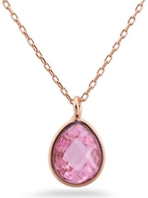 Sunshine 925 Ayar Rose Kaplamalı Pembe Damla Kesim Minimal Tasarım Gümüş Kolye