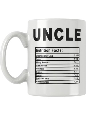 Qoeuyl Boutique Uncle Nutrition Facts Dayı Amca Hediye Baskılı Kupa Bardak