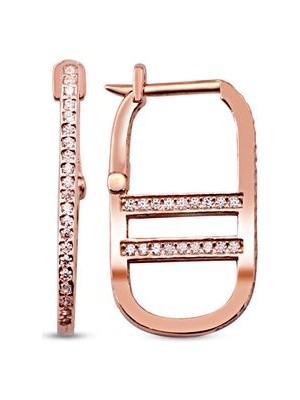 Sunshine 925 Ayar Rose Kaplamalı Beyaz Taşlı U Gümüş Küpe