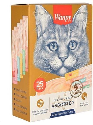 Wanpy Karışık Lezzetli Sıvı Kedi Ödülü 25 Adet 14 gr Tüm Yaşlar İçin Lezzetli Ödül