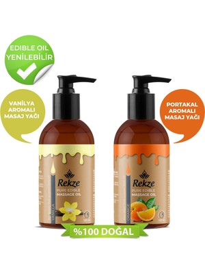Rekze Portakal ve Vanilya Aromalı Kokulu Yenilir Vücut Masaj Yağları 120 ml