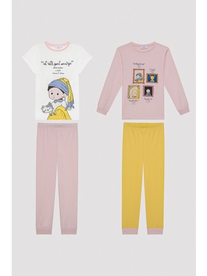 Penti Kız Çocuk Art Çok Renkli Pamuklu 2li Pijama Takımı