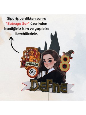 Cake Topper Harry Potter Temalı Kız Çocuk Doğum Günü Süsü Hermione Kişiye Özel Pasta Süsü Parti Malzemesi Cake Topper (19X18CM)