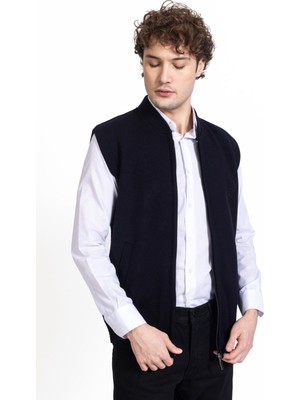 Mutlu City Yeni Sezon Erkek Orta Yaş ve Üzeri Triko Örgü Akrilik Fermuarlı Düz Model Baba Yelek 2050