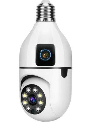 Qasul 4mp Hd Kablosuz Ip Güvenlik Gözetleme Kamerası Çift Kameralı Çift Lensli Otomatik Takip Panoramik Ampul Kamera Kablosuz
