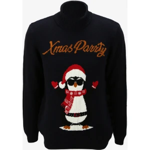 Balıkçı Yaka Basic Jakarlı Lacivert Erkek Kazak F3WM-KZK-998