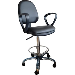 Kamusal Market Bar Taburesi Kolçaklı Krom Çemberli Kromaj Ayaklı