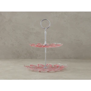 English Home Yılbaşı Candy Cane Cam Katlı Servis Kırmızı