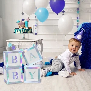 Best Parti Baby Yazılı Şeffaf Gümüş Kutu ve Balon Seti