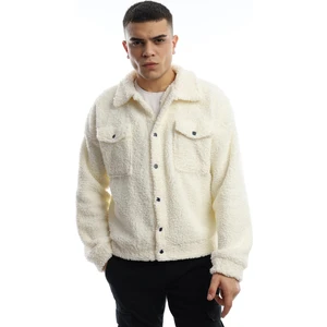 Polo State Erkek Kıvırçık Peluş Cıt Cıt Kapamalı Ceket Ekru