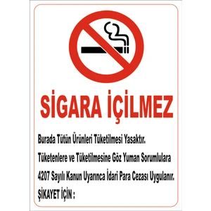 Yr Yıldırım Sigara Içilmez Ikaz Levhası 35*50