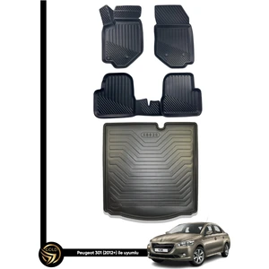 Black Gold Peugeot 301 3D Havuzlu Paspas + Bagaj Havuzu Ikili Set