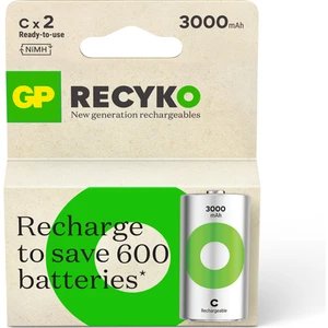 Gp Batteries Recyko 3000 C Boy Ni-Mh Şarjlı Pil, 1.2 Volt, 2'li Kart