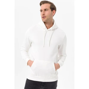 Kapüşonlu Yaka Regular Kalıp Düz Beyaz Sweatshirt