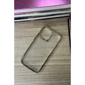 Apple iPhone 14 Pro Kamera Çıkıntılı Krom Şeffaf Kılıf