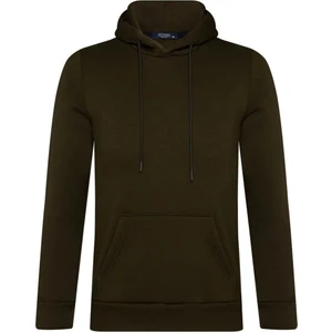 Kapüşonlu Yaka Regular Kalıp Düz Koyu Yeşil Sweatshirt