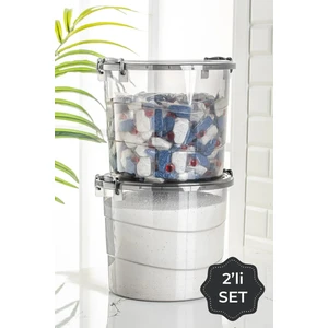 Nesto Home 7 Litre 2li Yuvarlak Kulplu Deterjanlık Saklama Kutusu Kabı - Un Bakliyat Kabı