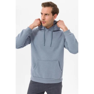 Kapüşonlu Yaka Regular Kalıp Düz Açık Mavi Sweatshirt