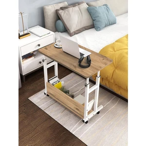 Yükseklik Ayarlı Çalışma Masası - Atlantik Çam 2 (Tekerli) 100X50 Oval Kenar