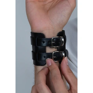 Çift Tokalı Geniş Yeniçeri Osmanlı Erkek Deri Bileklik b30